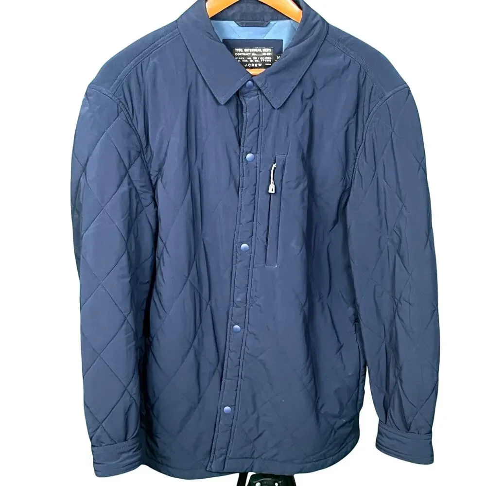 J.Crew Men's Medium Sussex Navy Blue Quilted Chore Jacket PrimaLoft Newport EUC